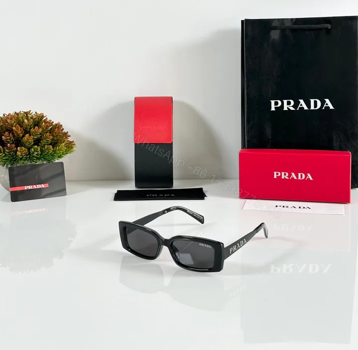 View 1 of Prada 9166 Rectangular Black Sunglasses