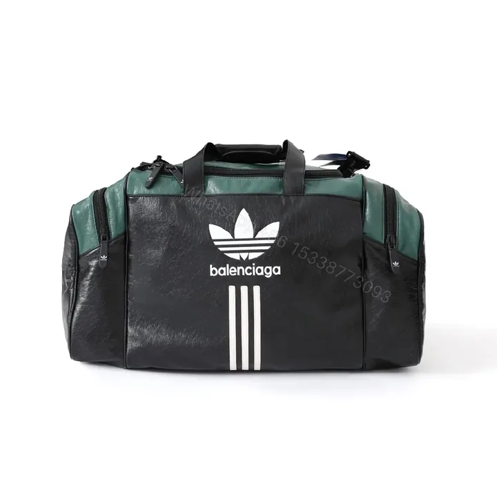 View 1 of Bold Black-Emerald Contrast Weekender, Iconic Three-Stripes Finish