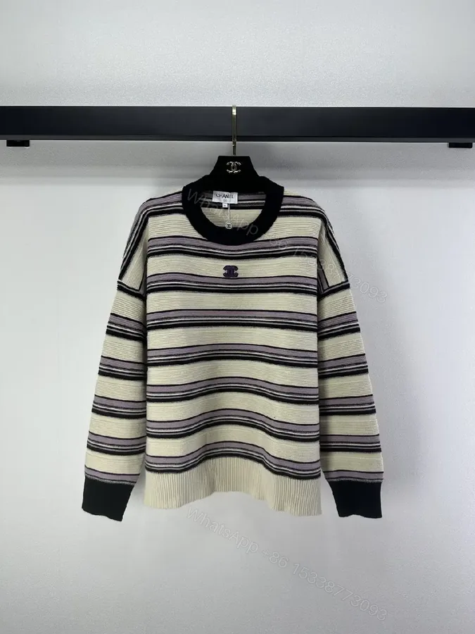 View 1 of Stripe Knit Crewneck Sweatshirt: Soft Textured Comfort