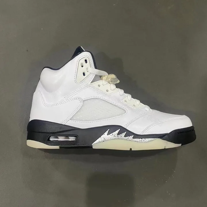 View 1 of Air Jordan 5 Retro White and Black Replica