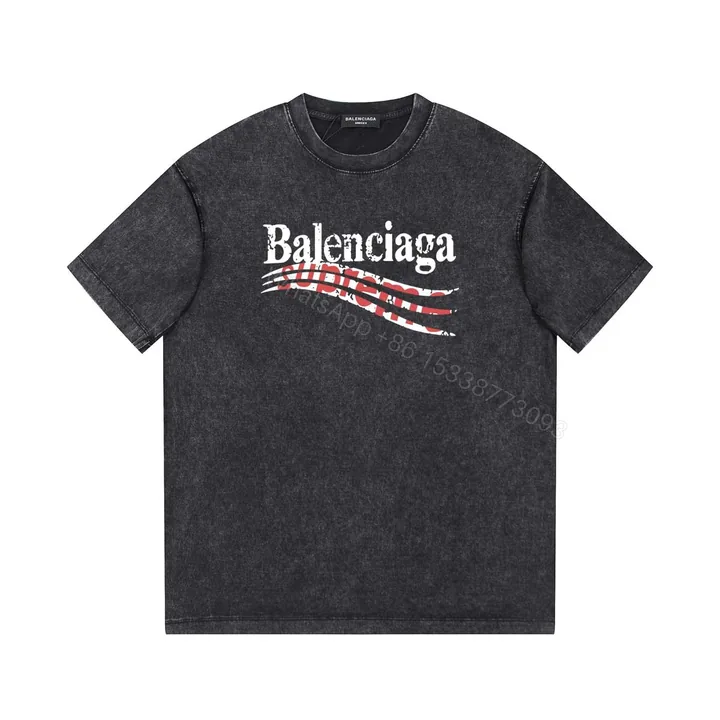 View 1 of Balenciaga 原單 男款復古水洗字母設計短袖T恤 潮流寬鬆版