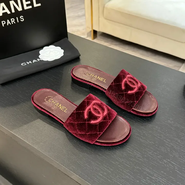 View 1 of Velvet Luxe Slides with Subtle Logo – Rich Comfort Glide