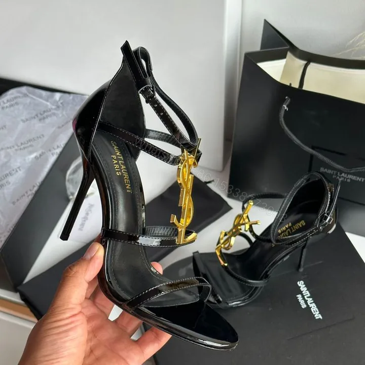 View 1 of Saint Laurent Cassandra patent leather sandals