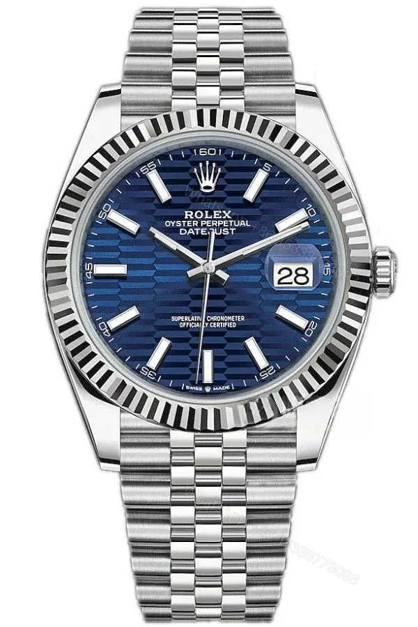 View 1 of Rolex Datejust M126334-0032 Water Ripple Blue Dial 1:1 Replica Jubilee 41MM 3235 Movement Super Clone Watch
