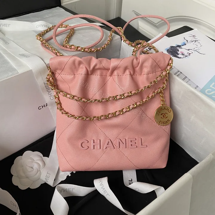 View 1 of CHANEL 高仿粉色束口包 女士金鏈款 甜美氣質輕奢設計款