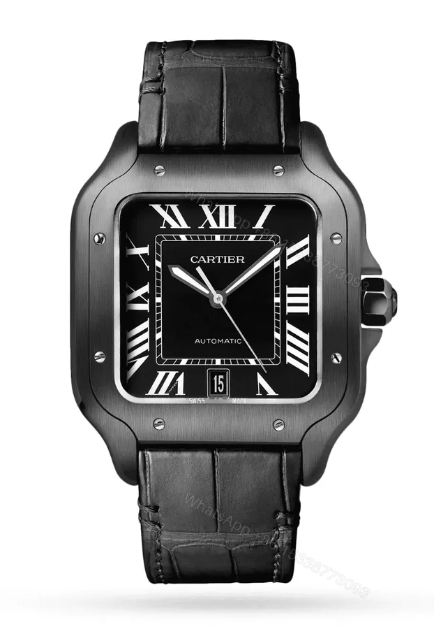 View 1 of Cartier Santos Full Black Replica De Cartier Watch