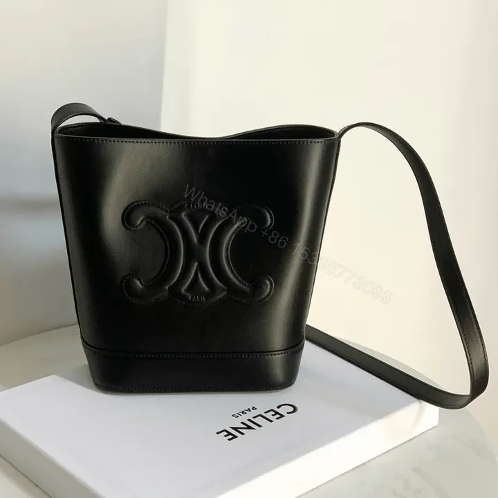 View 1 of Celine Small Bucket Cuir Triomphe Handbag Black Bucket Shape 30x22x12cm