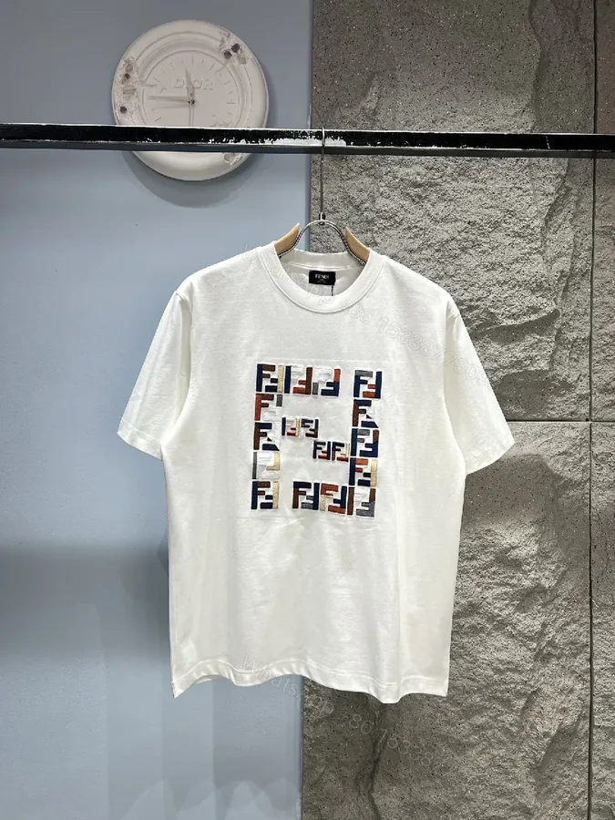 View 1 of White Cotton Block Tee, Relaxed Fit, Graphic Designer-Inspired