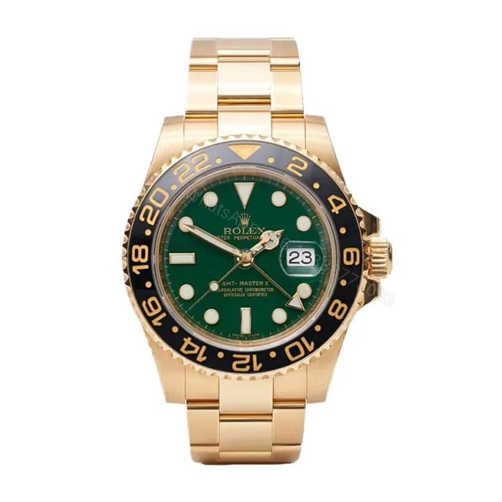 View 1 of Rolex GMT-Master II 116718LN Super Clone : Yellow Gold Green Dial 40mm Oyster