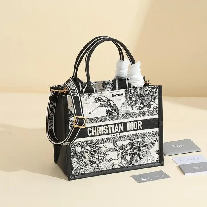 View 1 of Bold Black-White Tote: Structured, Crossbody-Ready Design