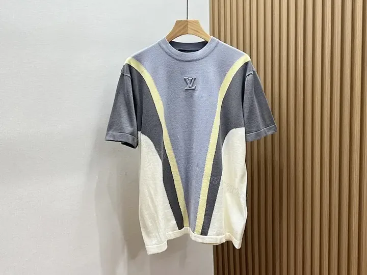 View 1 of Colorblocked Cotton Blend Tee with Subtle Embroidery