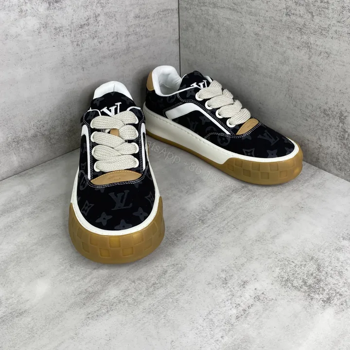 View 1 of LV 高仿 Trainer Maxi Monogram 深藍帆布厚底休閒鞋