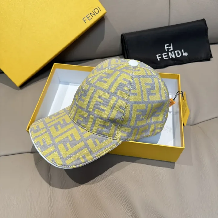 View 1 of Two-Tone Fendi-Style Logo Jacquard Cap with Adjustable Back