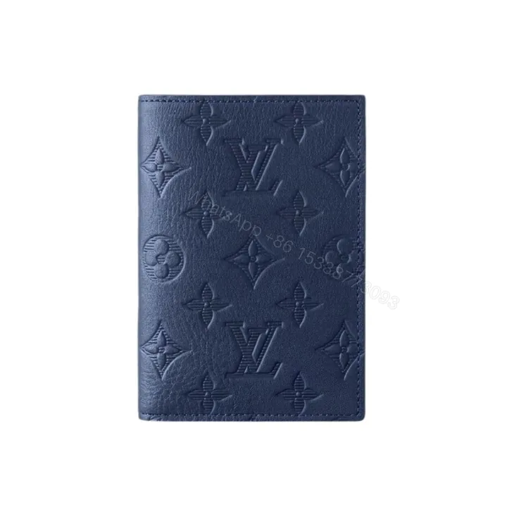 View 1 of Louis Vuitton Passport Cover Monogram Shadow Navy Blue 14Cm M14792