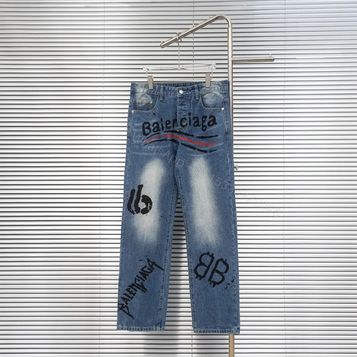View 1 of Balenciaga A貨男士字母刷印牛仔褲 潮感設計復古水洗款