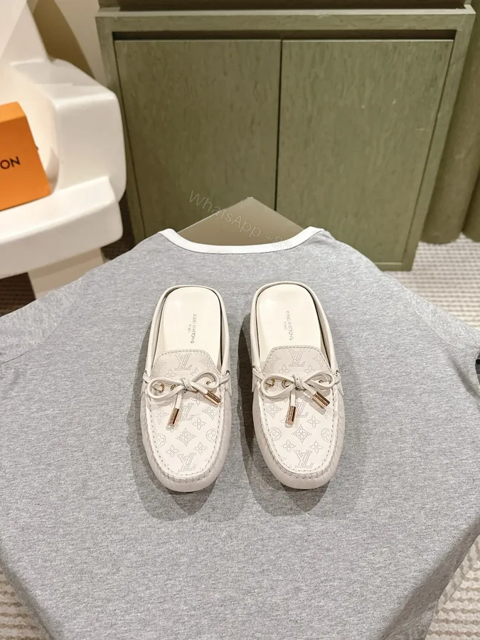View 1 of LV Women White Leather Mules