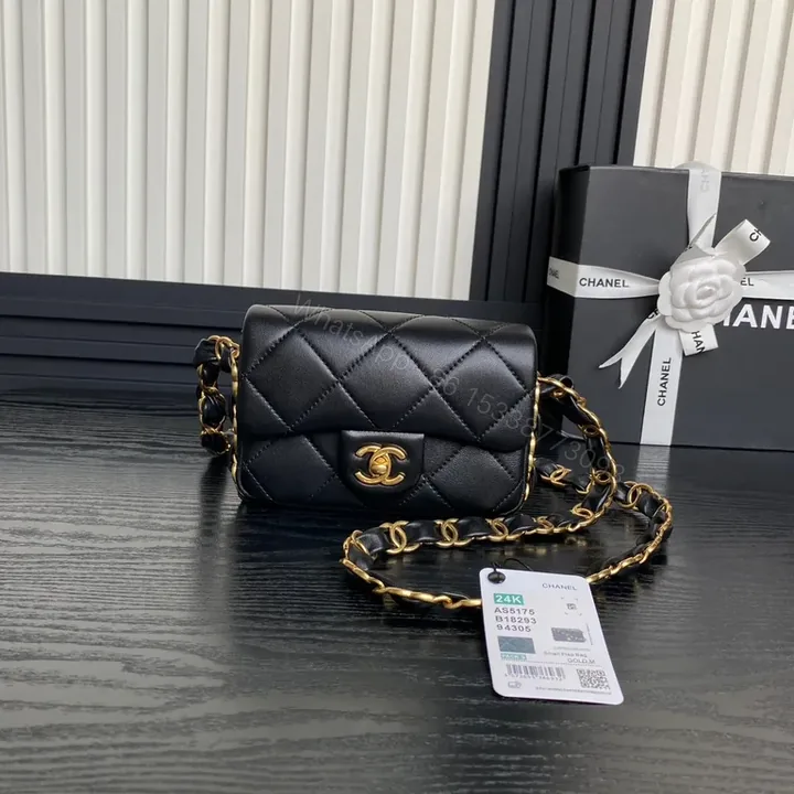 View 1 of Chic Black Quilted Mini Flap Bag - Gold Chain Crossbody