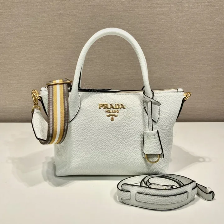 View 1 of 高仿Prada*VitelloDino系列手提斜挎包1BA111白色免檢版