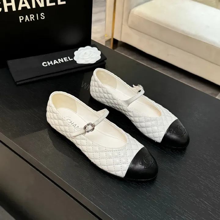 View 1 of Quilted Two-Tone Mary Jane Flats - All-Season Elegance