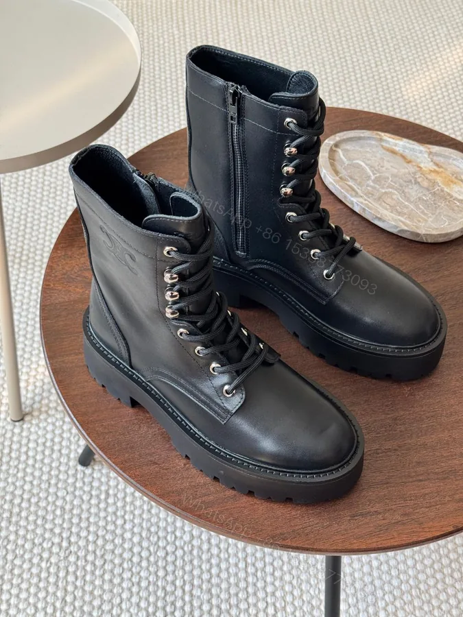 View 1 of CELINE BULKY LACED UP BOOT in NYLON AND SHINY BULL