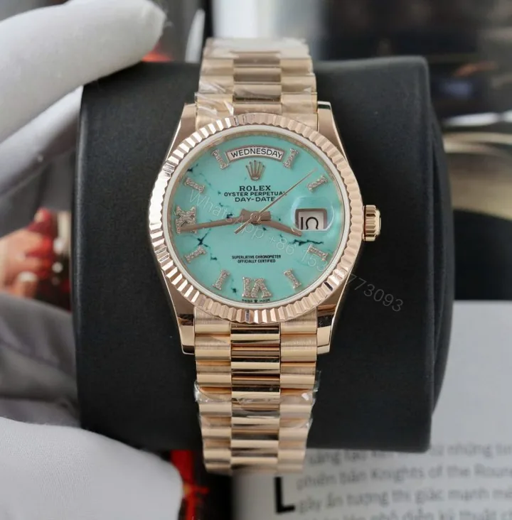 View 1 of Day-Date 128238 36mm Super Clone Turquoise Dial Gold Wrapped