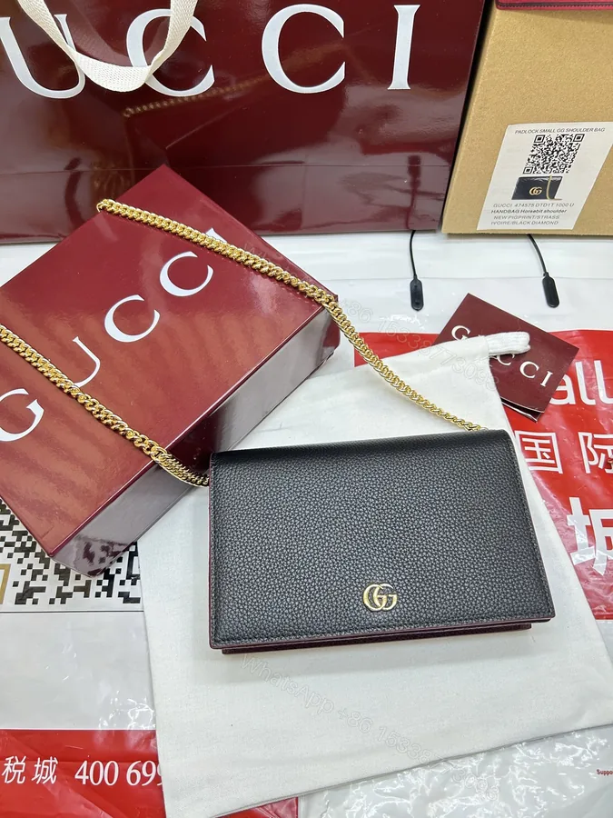 View 1 of GUCCI A貨GG Marmont 黑紅拼色鏈條包 經典雙G設計