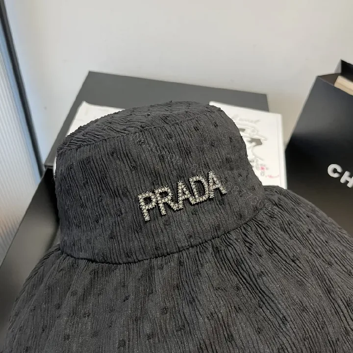 View 1 of Textured Black Crystal-Embellished Bucket Hat