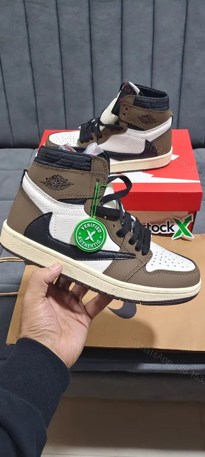 View 1 of First Copy Nike Air Jordan 1 x Travis Scott Brown High