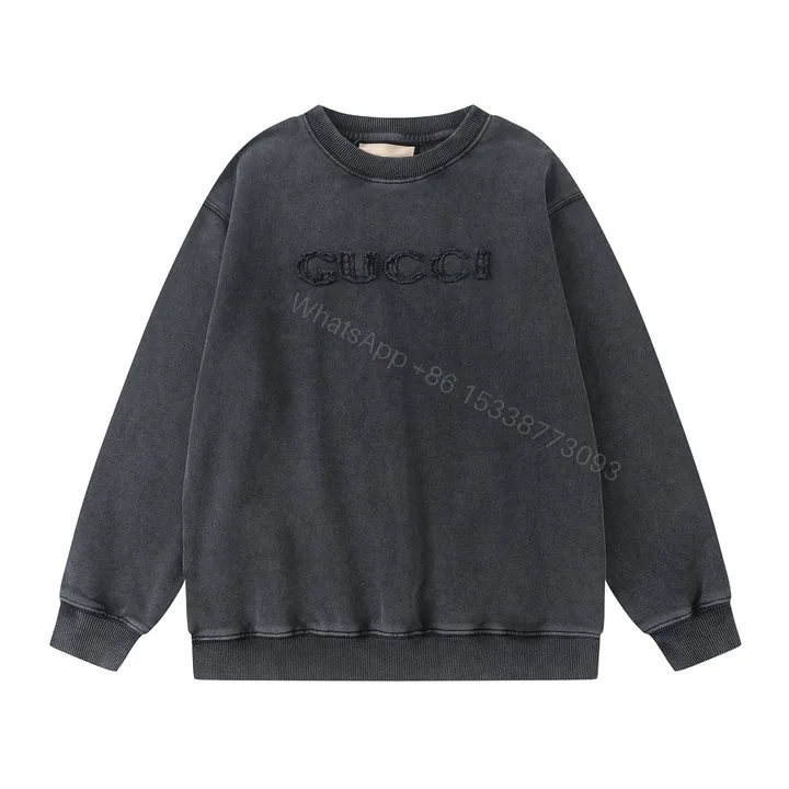 View 1 of Gucci A貨黑色圓領衛衣男款水洗仿舊GUCCI立體刺繡