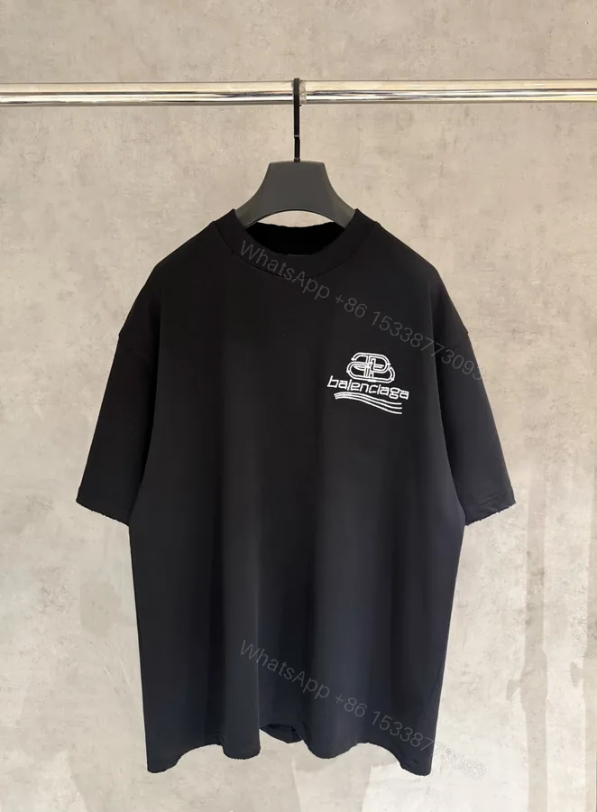 View 1 of Balenciaga 原單 BB刺繡Logo短袖T恤 黑色潮流寬鬆上衣