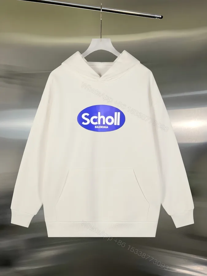View 1 of Balenciaga高仿連帽衛衣白色潮流字母Scholl圖案男士款