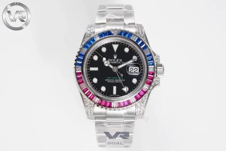 View 1 of GM Factory Clean Factory VR Rolex GMT II Diamond Watch – Black/Colorful