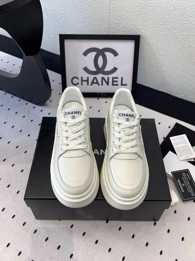 View 1 of White Leather Platform Sneakers, Elevated Luxury Footwear