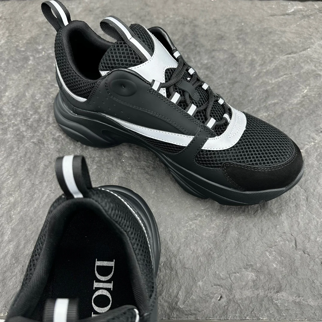 Dior B22 Sneaker | Black Mesh and Dark Grey Technical Fabric