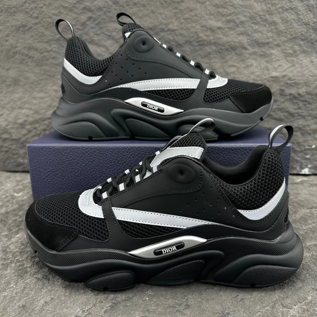 Dior B22 Sneaker | Black Mesh and Dark Grey Technical Fabric