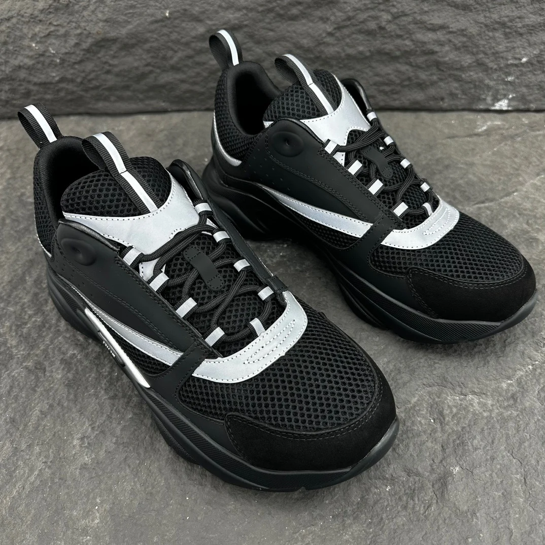 Dior B22 Sneaker | Black Mesh and Dark Grey Technical Fabric