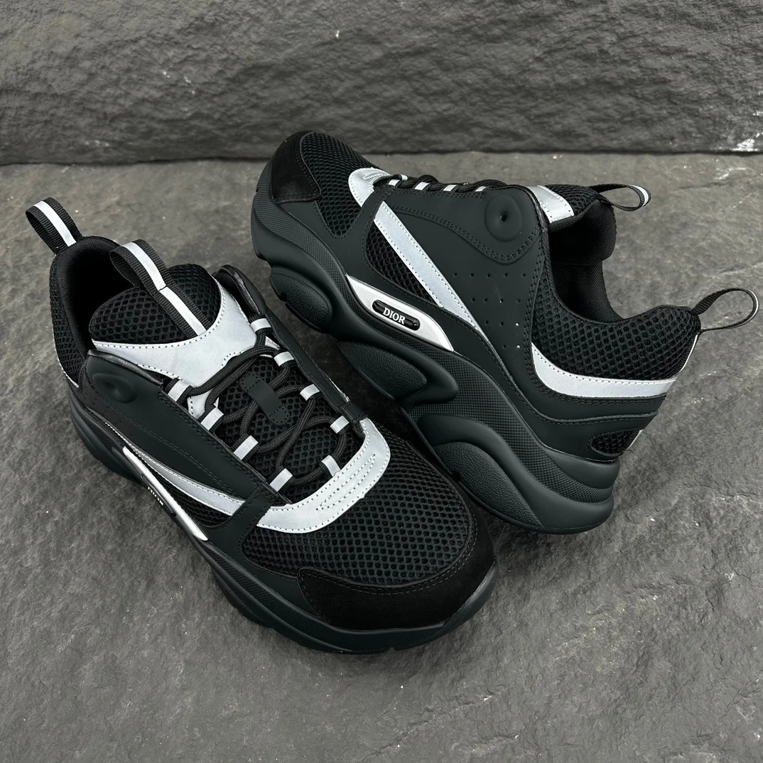 Dior B22 Sneaker | Black Mesh and Dark Grey Technical Fabric