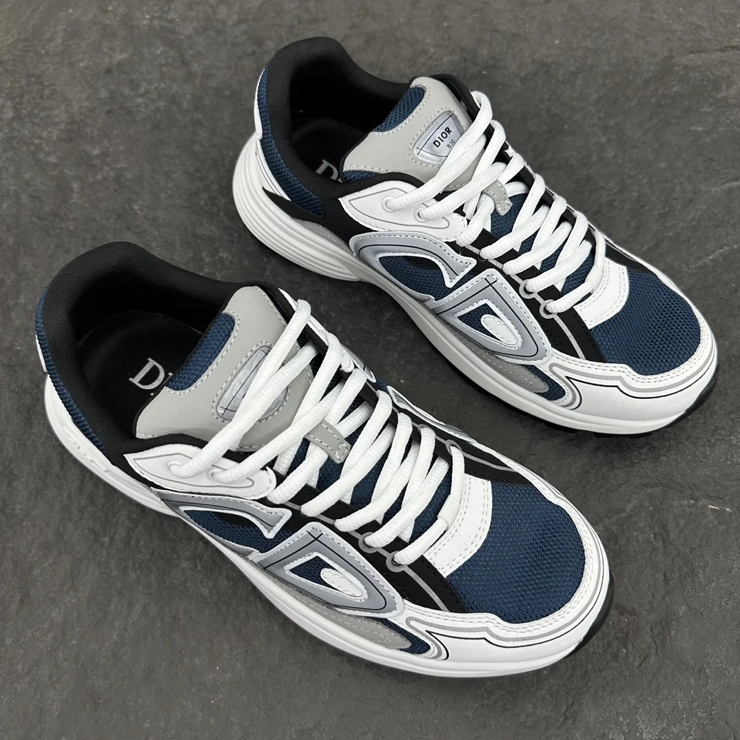 Dior B30 Countdown Sneaker | Blue Mesh with Grey, White and Black
