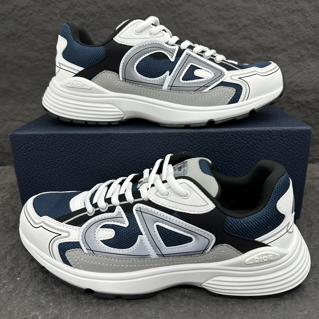 Dior B30 Countdown Sneaker | Blue Mesh with Grey, White and Black