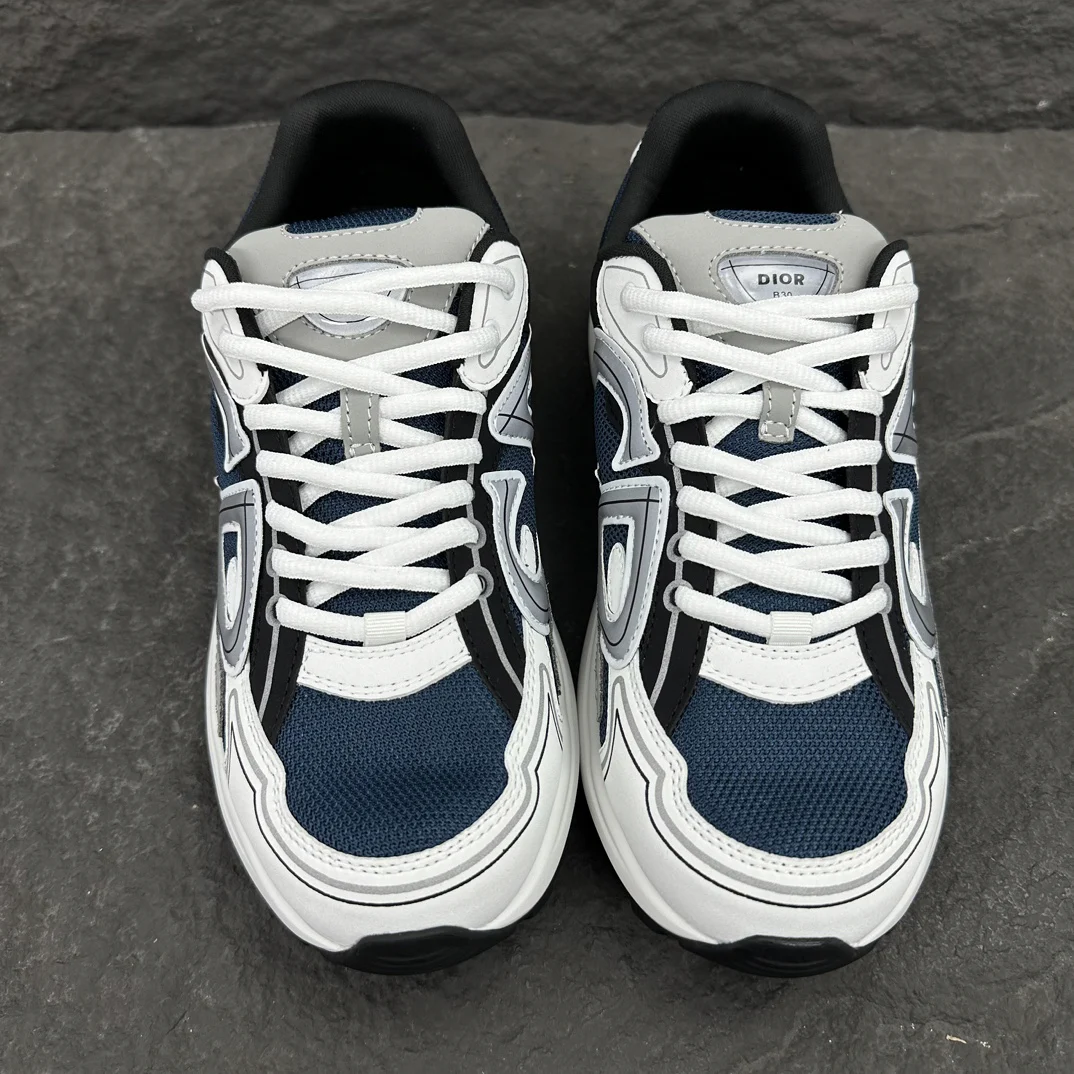 Dior B30 Countdown Sneaker | Blue Mesh with Grey, White and Black