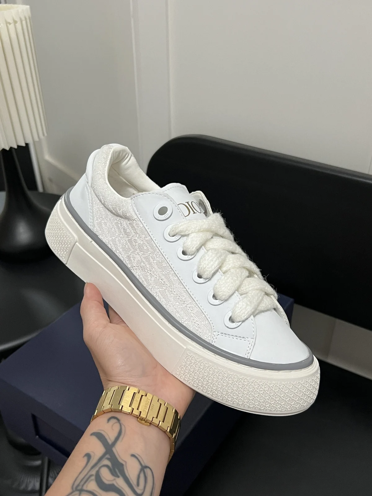 Dior B33 Spin Low-Top Sneaker | White Calfskin and Oblique