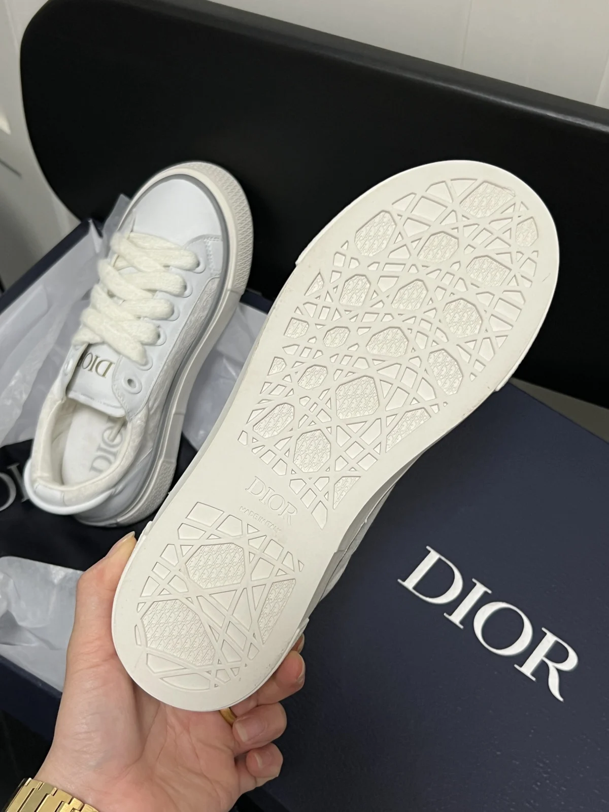 Dior B33 Spin Low-Top Sneaker | White Calfskin and Oblique