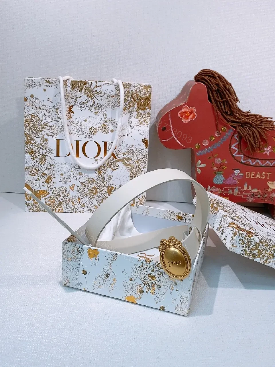 View 2 of White Leather Belt with Gold Button – Luxe Minimalist Style