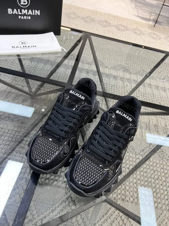 Textured Black Balmain High-Top Sneakers: All-Day Comfort — view 1