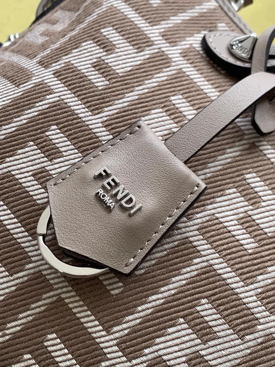 View 3 of Taupe Patterned Satchel: Structured Luxury Bag, Everyday Chic