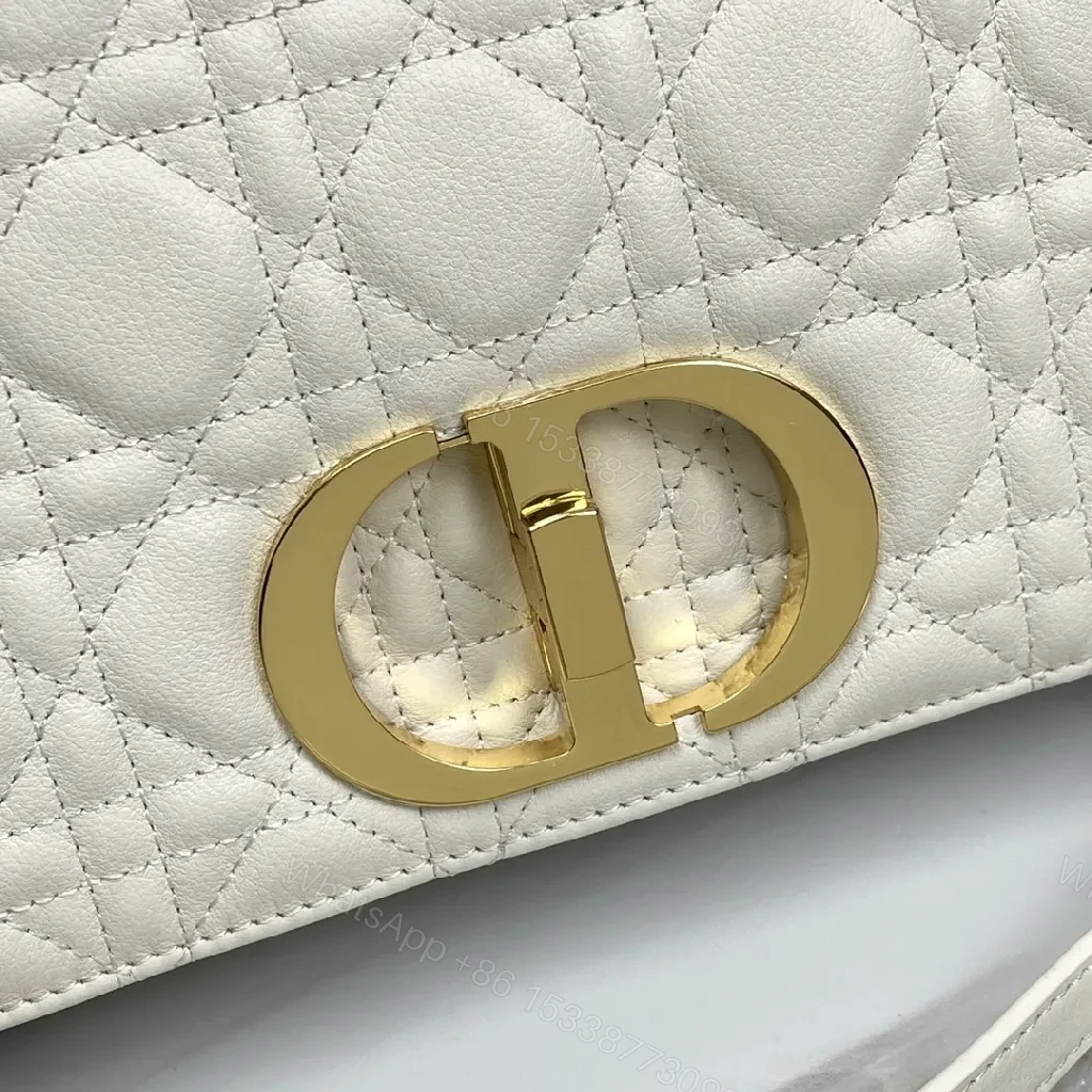 View 6 of Quilted White Leather Mini Bag: Gold-Accented Luxury