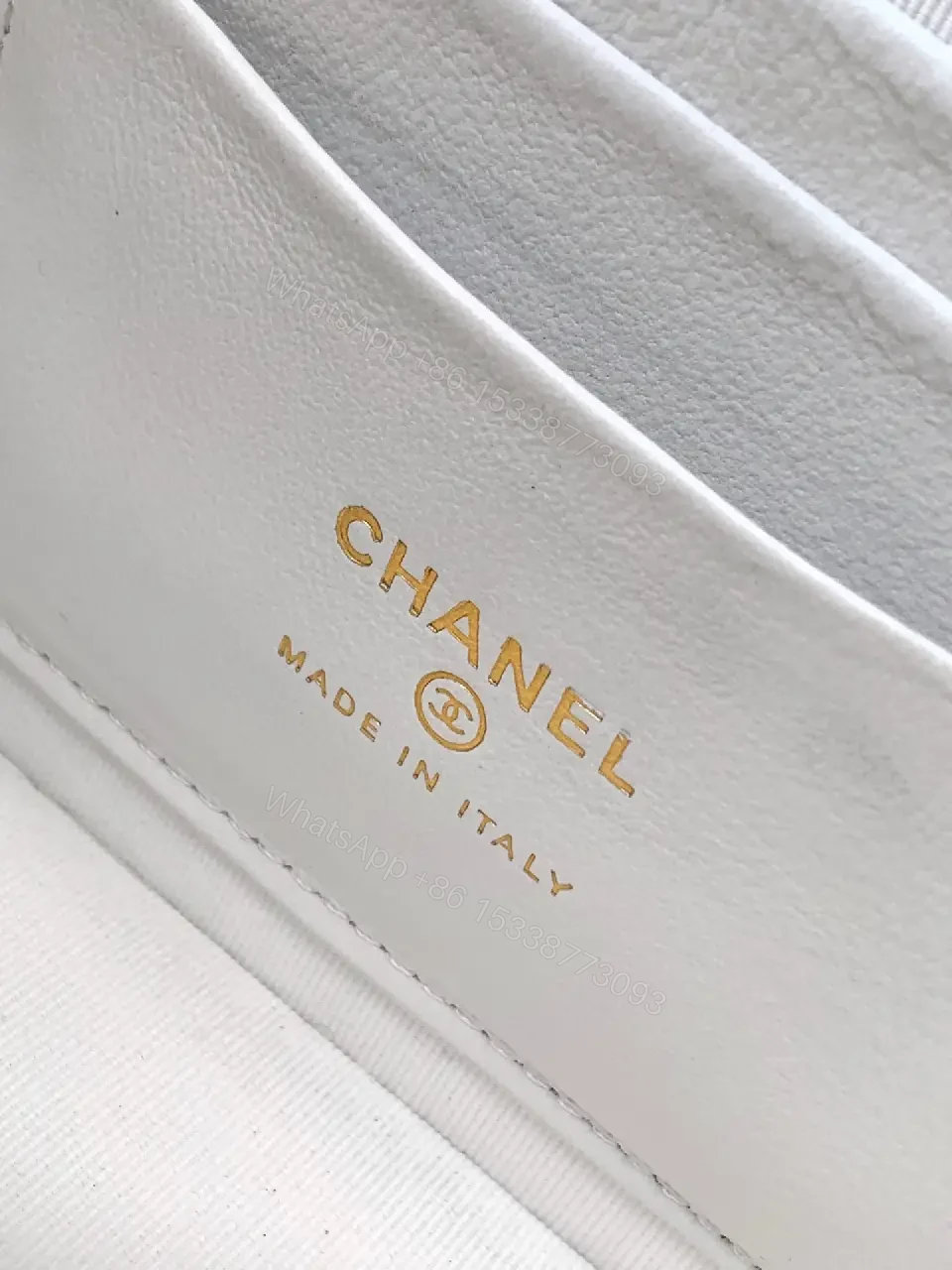 View 8 of Pearl-Chain Quilted Mini Bag - White Leather, Gold Accent, Crossbody Compact