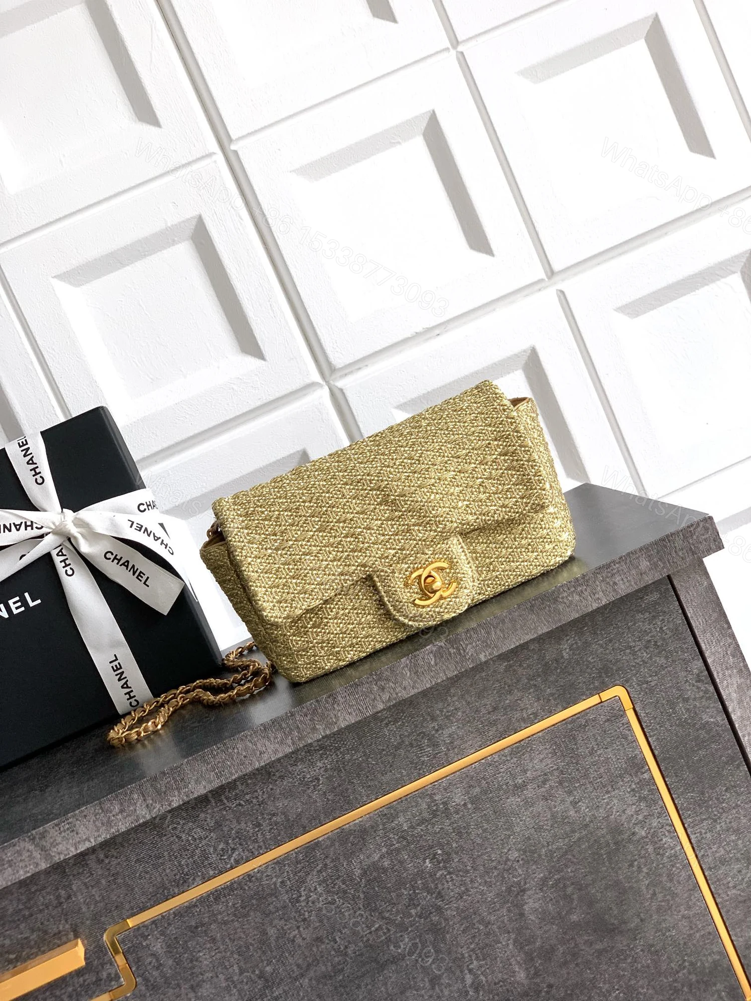 CHANEL高仿金色小香風鏈條包 菱格閃耀手提包 時尚派對氣質款 — view 1