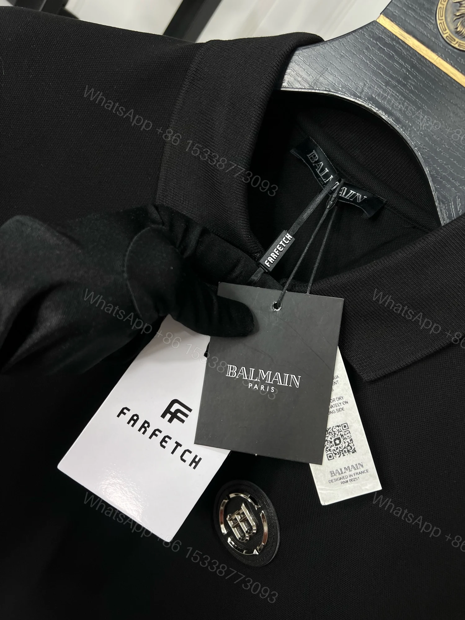 View 11 of First Copy BALMAIN Premium Zip Collar T-Shirt