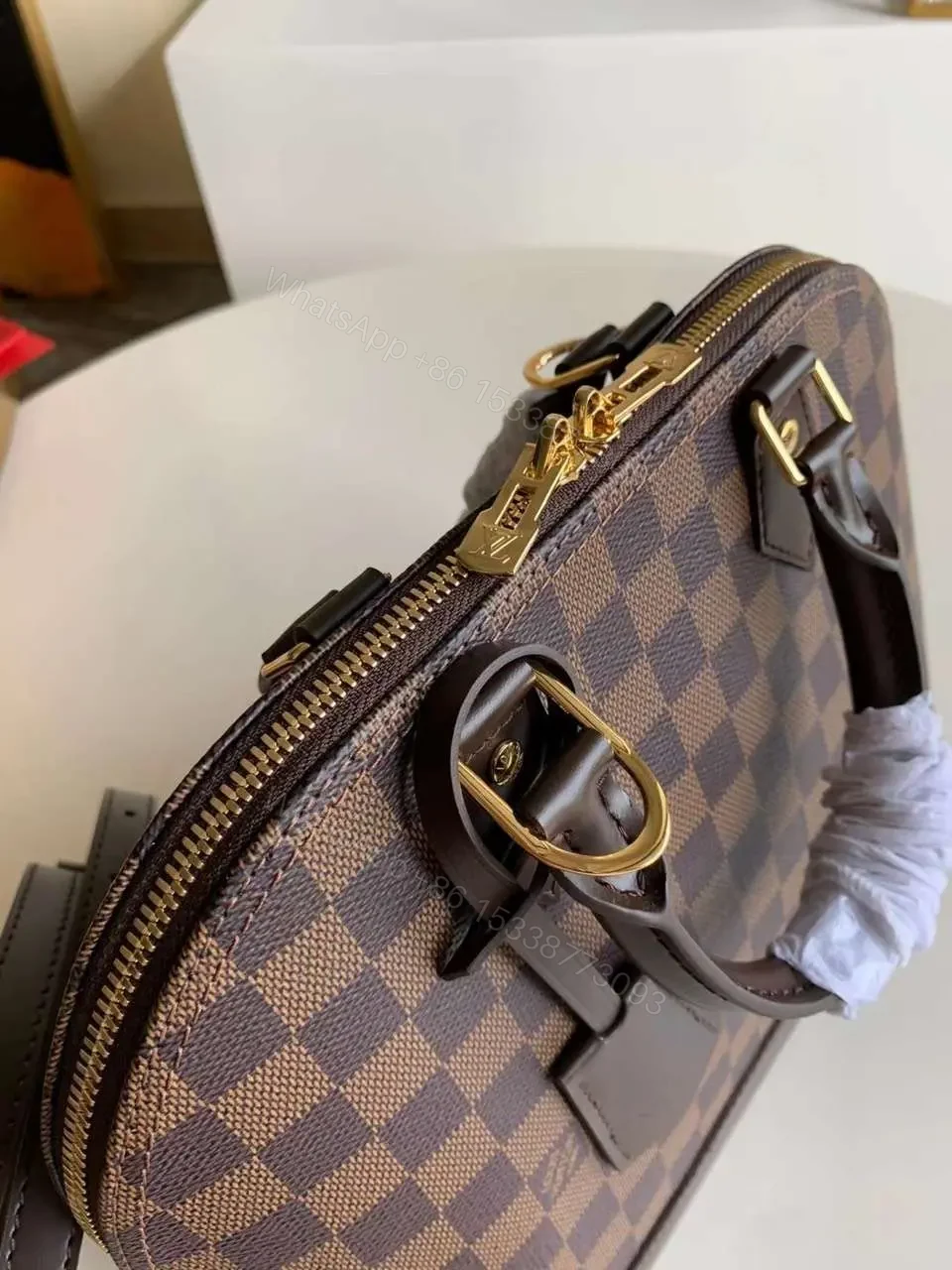 View 6 of Louis Vuitton Damier Ebene Alma PM Caro Pattern Handbags 32mm